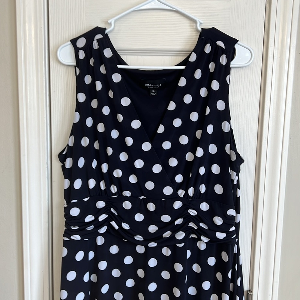 RN Studio Polka Dot Sleeveless Cross-over Dress - Picture 2 of 6